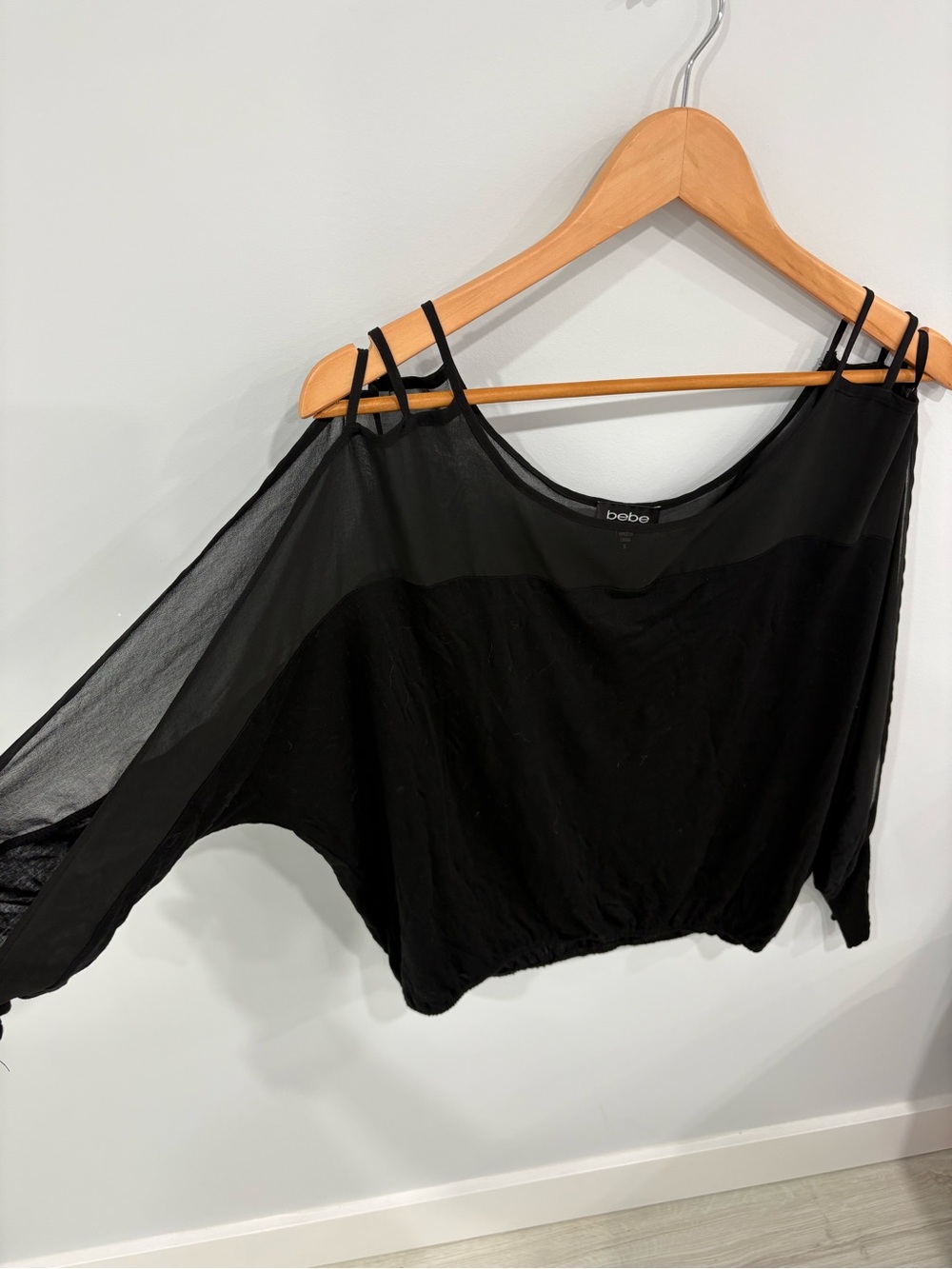 bebe Black Off-Shoulder or Cold-Shoulder Top
